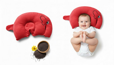 Girdhar Mustard Seeds Sleeping Pillow Pack of 1 Animals Elephant Baby Mustard Pillow(Red)