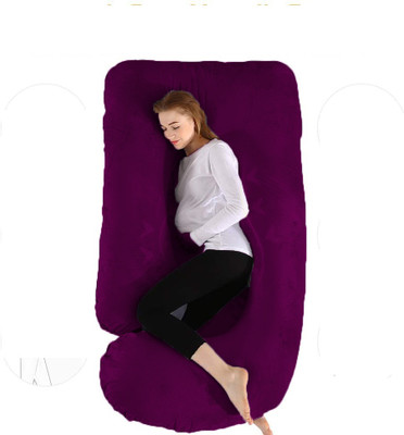 WONGVO J Shape Microfibre Solid Pregnancy Pillow Pack of 1(Wine)