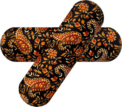 Swikon star Microfibre Bolster Pack of 2 Floral(Black, Multicolor6)