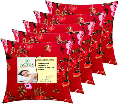 ACTOS Microfibre Floral Cushion Pack of 5(Maroon)