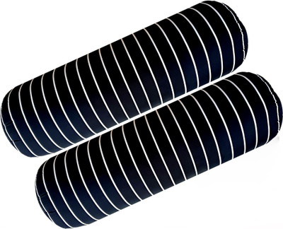 ACTOS Round Microfibre Stripes Bolster Pack of 2(Black45)