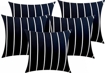 Swikon star Microfibre Stripes Cushion Pack of 5(Black)