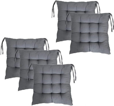 JAYAMBY Chairpad Polyester Fibre Solid Chair Pad Pack of 5(Grey)
