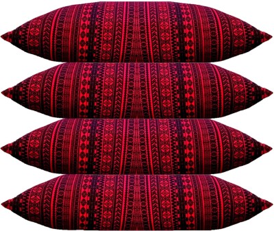 Swikon star Microfibre Geometric Sleeping Pillow Pack of 4(Maroon)