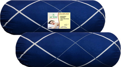 ACTOS Microfibre Geometric Bolster Pack of 2(Blue, White)