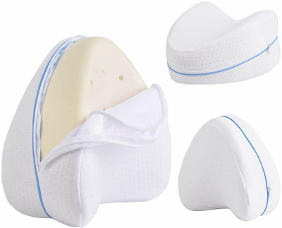 The Vogue Nation Memory Foam Leg Pillow for Back, Hip, Leg & Knee Support Memory Foam Solid Sleeping Pillow Pack of 1(White)
