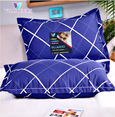 VILLAGERS LUXURY Polyester Fibre Abstract Sleeping Pillow Pack of 2(Blue)