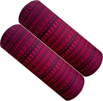 GKM Microfibre Abstract Bolster Pack of 2(Maroon, Black)