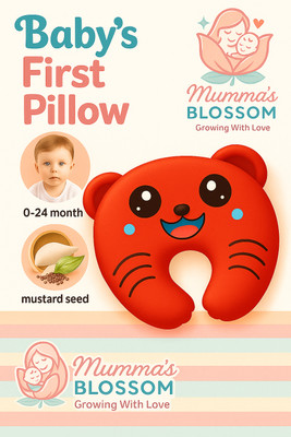 MUMMA'S BLOSSOM Cotton Baby Pillow Pack of 1 Animals(CAT RED AND BLACK)
