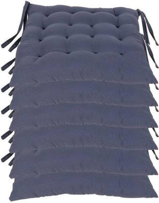 hanumant enterprises Cotton Solid Chair Pad Pack of 6(Grey)