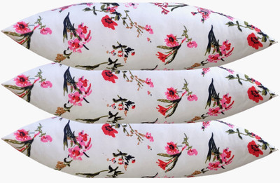 GKM Microfibre Floral Sleeping Pillow Pack of 3(White)