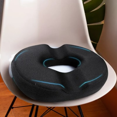 RELAX COMPANY Memory Foam Donut Pillow - Piles Pillow, Tailbone Pain Seat Support Memory Foam Solid Orthopaedic Pillow Pack of 1(Black)