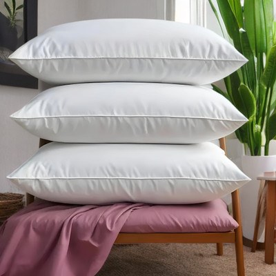 YPOLOIPO LUXURY Polyester Fibre Abstract Sleeping Pillow Pack of 3(White)