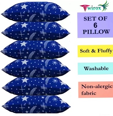 TWIROX LUXURY Polyester Fibre Abstract, Floral Sleeping Pillow Pack of 6(BLUE STAR)
