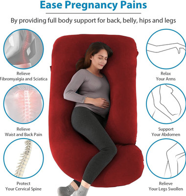 THUKRAN Polyester Fibre Solid Pregnancy Pillow Pack of 1(Maroon)