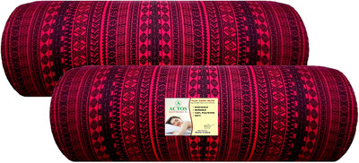 ACTOS Microfibre Geometric Bolster Pack of 2(Maroon, Black29)