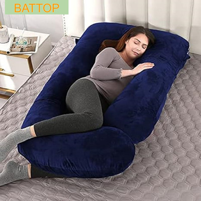 BATTOP ULTRA SOFT J SHAPE Polyester Fibre Solid Sleeping Pillow Pack of 1(Dark Blue)