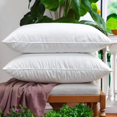 LIPONOS LUXURY Microfibre Solid Sleeping Pillow Pack of 2(White)
