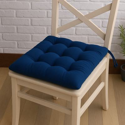 KUBER INDUSTRIES Microfibre Solid Chair Pad Pack of 1(Navy Blue)