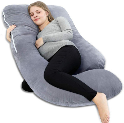 JoJo Multifunctional Pregnancy Pillow Polyester Fibre Solid Pregnancy Pillow Pack of 1(GRAY)