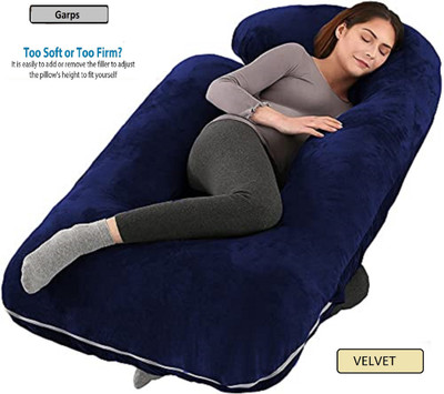garps J shape Polyester Fibre Solid Pregnancy Pillow Pack of 1(Dark Blue)
