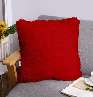 Cozyert Microfibre Solid Cushion Pack of 1(Red)