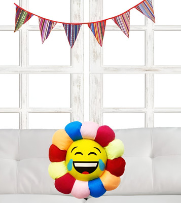 AARAVI TRADERS Microfibre Smiley Cushion Pack of 1(Multicolor)