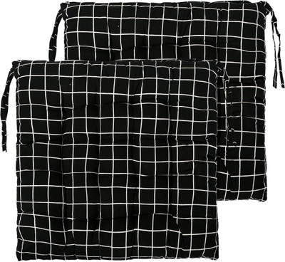 KUBER INDUSTRIES Microfibre Solid Chair Pad Pack of 2(Black)