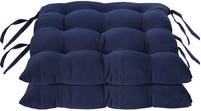 Barbican Microfibre Solid Chair Pad Pack of 2(Blue)