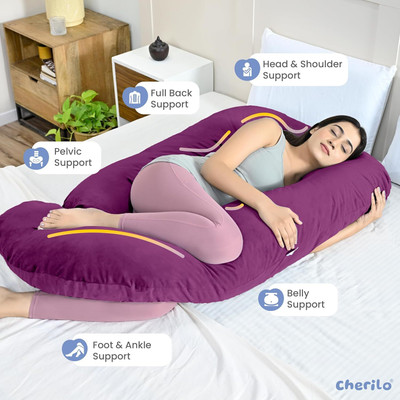 WINX Ultra soft j shaped pillow Polyester Fibre Solid Pregnancy Pillow Pack of 1(Purple)