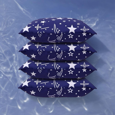 SOFT SNOOZE Luxury Microfibre Abstract Sleeping Pillow Pack of 4(Blue)