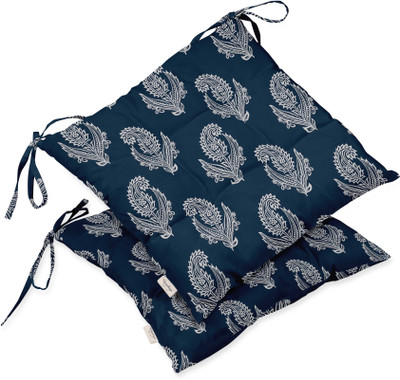 Vargottam Polyester Fibre Motifs Chair Pad Pack of 2(Navy Blue)