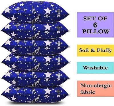 TWIROX LUXURY Polyester Fibre Abstract, Floral Sleeping Pillow Pack of 6(Blue)