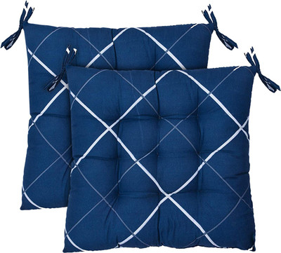 KUBER INDUSTRIES Microfibre Geometric Chair Pad Pack of 2(Blue)
