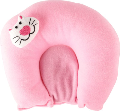 VoiDrop Polyester Fibre Solid Baby Pillow Pack of 1(Pink)