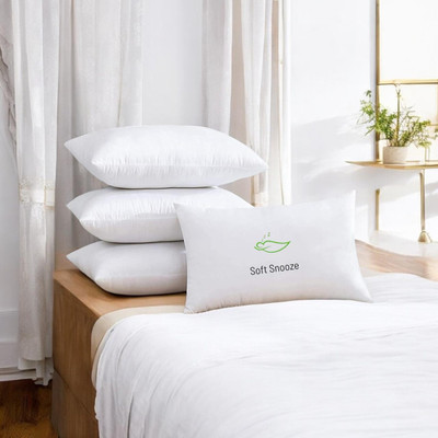 SOFT SNOOZE Microfibre Sleeping Pillow Pack of 4 Solid SOFT LUXURY(White)