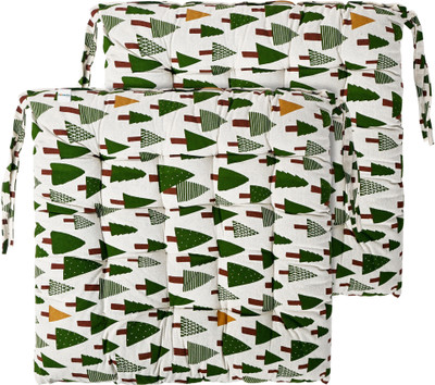 HOMESTIC Microfibre Geometric Chair Pad Pack of 2(Green)