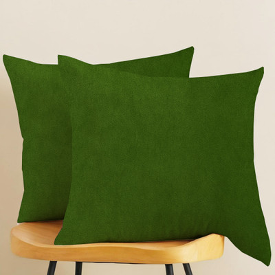 Home Stylish Microfibre Solid Floor Cushion Pack of 2(Green)