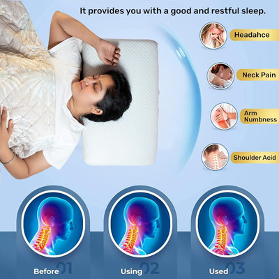 Matkine Memory Foam Orthopaedic Pillow Pack of 1 Solid Orthopedic Pillow for Neck, Shouler, Head Pain Protection Against.(White)