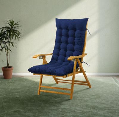 SOFT SNOOZE Microfibre Chair Pad Pack of 1 Solid Soft(Blue)