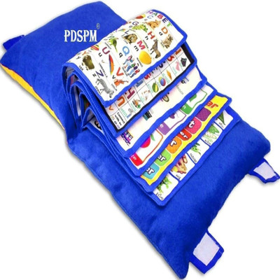 PDSPM Cotton Baby Pillow Pack of 1 Animals, Alphanumeric, Birds, Floral, Fruits, Toons & Characters, Nature Learning Pillow(Blue)