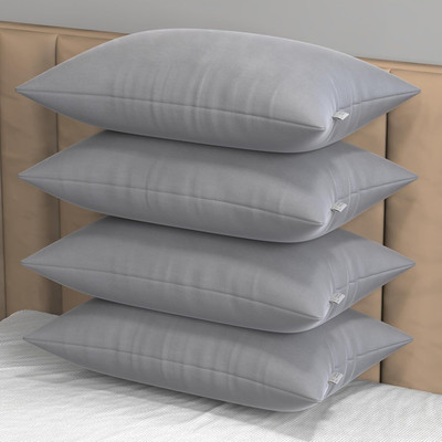 MY ARMOR Height Adjustable Microfiber Pillows for Sleeping, 41x61 cm, Without Cover, Microfibre Solid Sleeping Pillow Pack of 4(Grey)