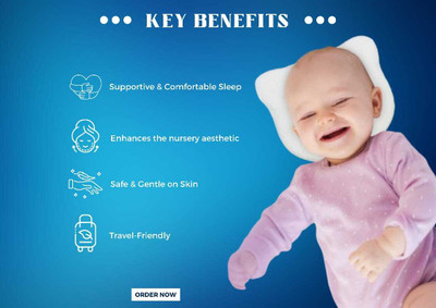 Happinzo premium memory foam cat face baby pillow Memory Foam Solid Baby Pillow Pack of 1(White)