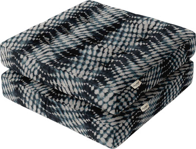 Vargottam Foam Floor Cushion Pack of 2 Abstract Tufted Floor Seating Cushion(Indigo Mirage)