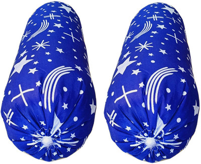 SANJU BROTHER Microfibre Abstract Bolster Pack of 2(Blue)