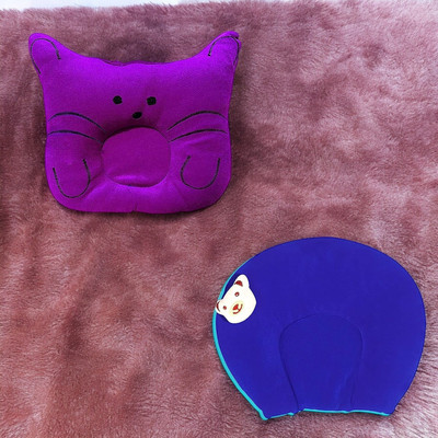 BabeDesk Microfibre Solid Baby Pillow Pack of 2(Purple & Blue)