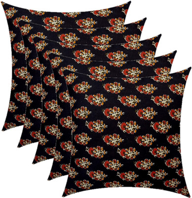 ACTOS Microfibre Floral Cushion Pack of 5(Black)