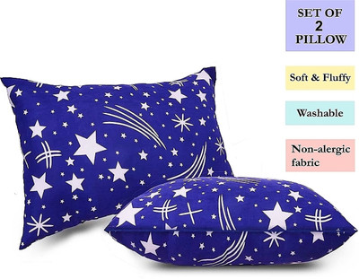 Rolling Animal Polyester Fibre Abstract Sleeping Pillow Pack of 2(Blue)