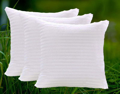 JDX Polyester Fibre Stripes Cushion Pack of 3(White)