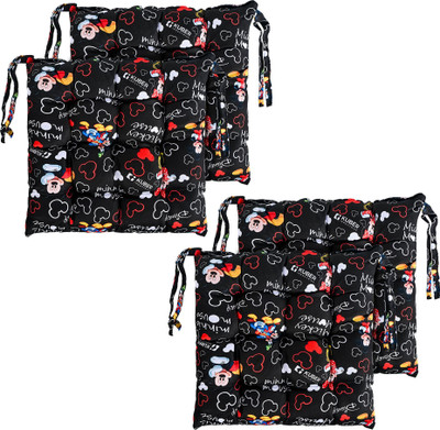 DISNEY Microfibre Chair Pad Pack of 4 Toons & Characters(Black)
